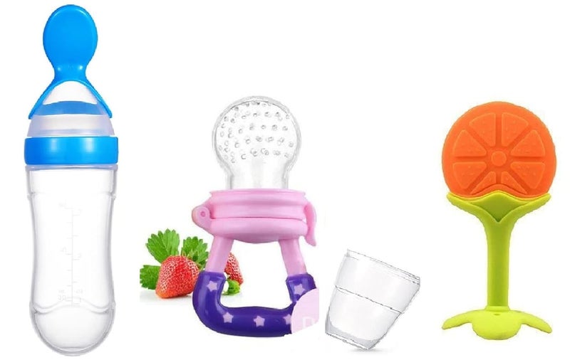 Cuckoos Baby Fruit Nibbler Feeder | Teether for 3-6 & 6-12 Months | Bpa Free Combo Pack of 3 (Multi-3) - Image 1