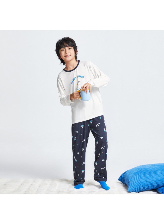 Annil Boys' Long-sleeve Loungewear Set 2025 Spring New Modal Comfortable Sleepwear Two-piece Set - Image 4