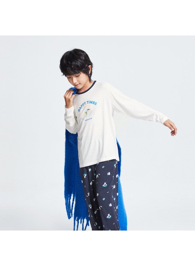 Annil Boys' Long-sleeve Loungewear Set 2025 Spring New Modal Comfortable Sleepwear Two-piece Set - Image 3