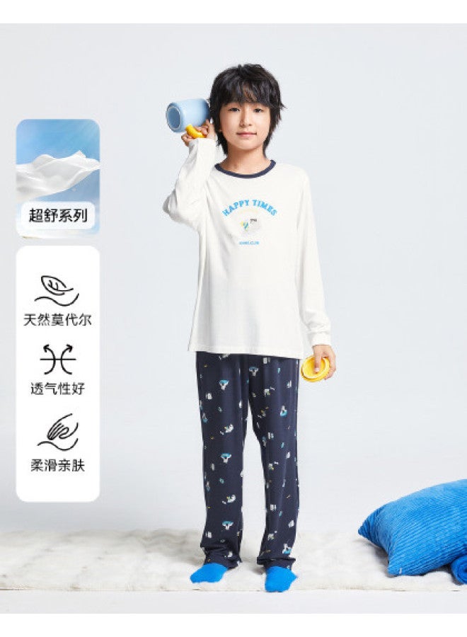 Annil Boys' Long-sleeve Loungewear Set 2025 Spring New Modal Comfortable Sleepwear Two-piece Set - Image 1