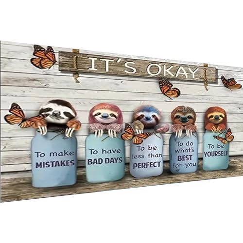 BOHADIY Inspirational Diamond Painting Kits for Adults 5D Diamond Art Kits for Adults Sloth Large Size 16x275 Inch DIY Full Drill Paintings with Diamonds Gem Art Crafts for Home Wall Decor - Image 1