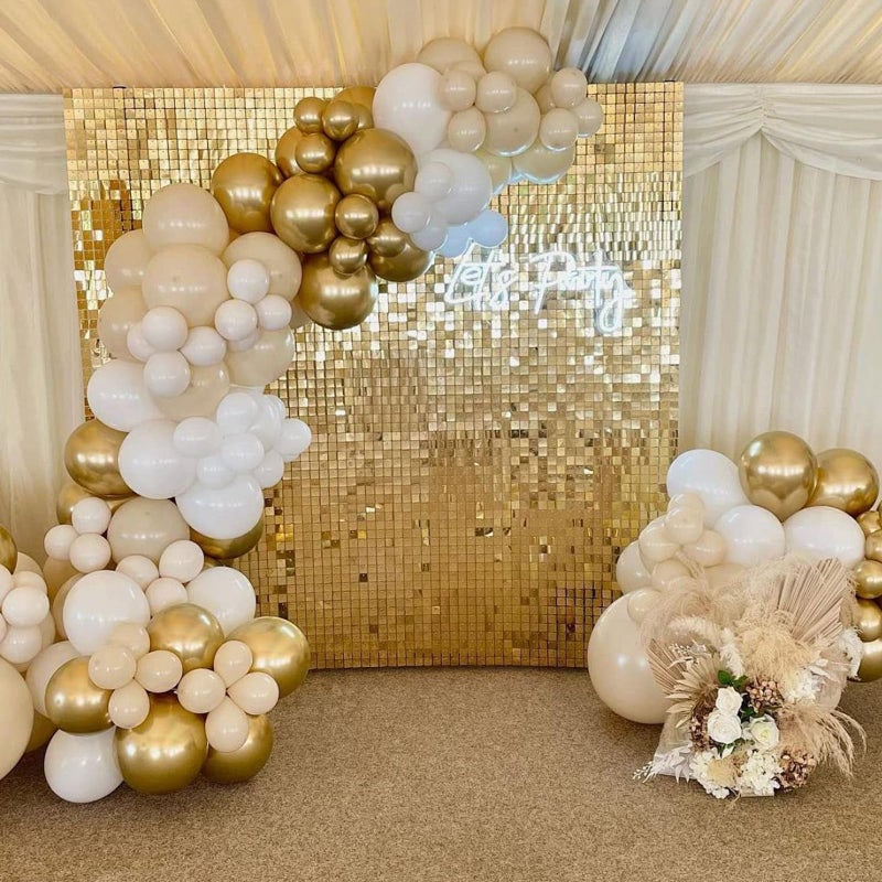 Awenztech 120pcs Metallic Gold Balloon Arch Kit, 18 12 10 5 inch Chrome Gold Latex Balloons Different Sizes Metallic Gold Balloon Garland for Graduation Engagement Wedding Birthday Party Decorations - Image 4