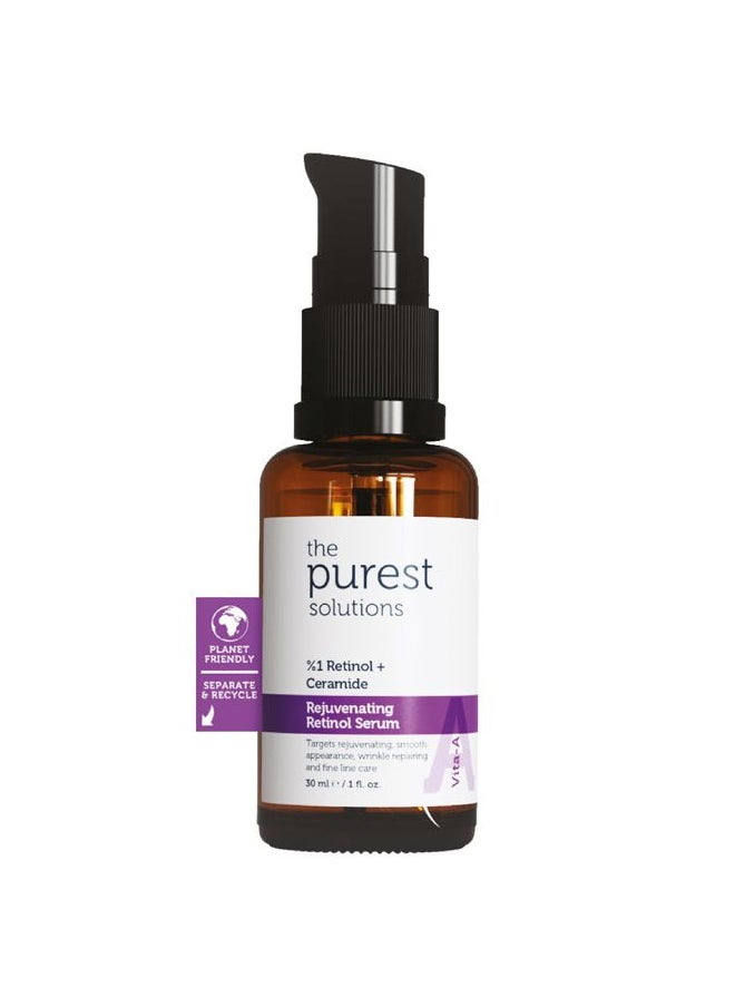 the purest solutions Vita-A Rejuvenating Retinol Serum (1% Retinol + Ceramide) - Promote Skin Hydration - Reduce Wrinkles, Fine Lines and Signs of Aging - Vegan | Cruelty Free (1 fl. oz)  - Image 1
