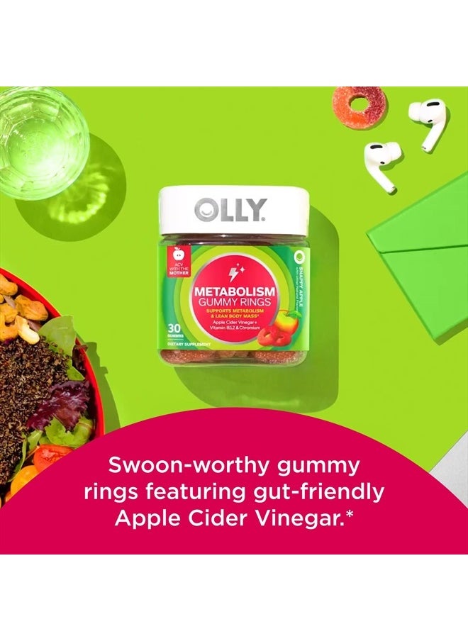 OLLY - Metabolism Gummy Rings, Apple Cider Vinegar, Vitamin B12, Chromium, Energy and Digestive Health, Chewable Supplement, Apple Flavor, Twin Pack - 60 Count - Image 1