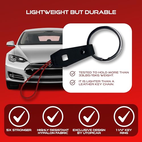Utopicar Keychain, Black Hypalon Key Fob Rope - Lightweight Car Keyholder, Compatible with Tesla Model S/Y/3 - Image 3