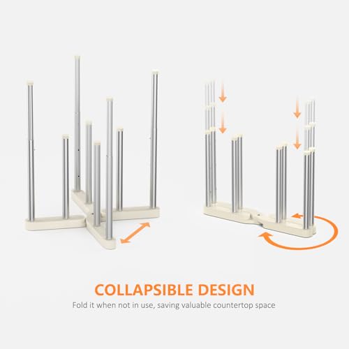 KORRTFID Reusable Storage Bag Drying Rack, Retractable Metal Bottle Drying Rack, Collapsible Cup Draining Rack for Water Bottles, Mason Jars, Mugs, Glass and Sports Bottle(1 Pcs) - Image 3