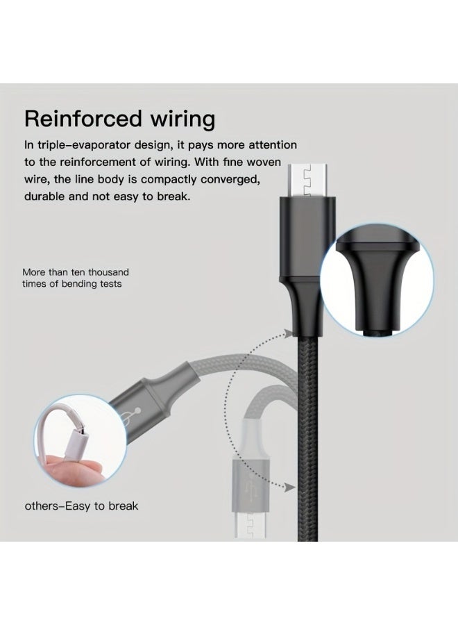 NOVA TECH 3-in-1 Fast Charging Cable with USB-C, Micro USB, and Lightning Connectors, Blue - Image 2