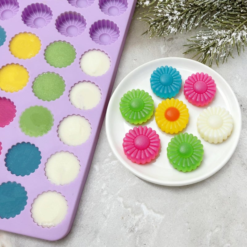 Tadonyny Daisy Flower Chocolate Silicone Molds, Gummy Candy Molds for Cake Decorations, Fondant Mold Silicone with Scraper (flower purple molds 002) - Image 4
