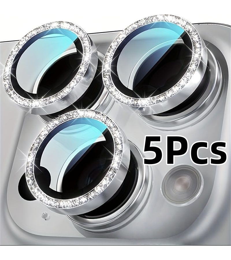 5 Black Lens Protectors Suitable For 17 Pro Max 17 Pro 16 Pro Max 16 Pro And Other Iphone Models Shiny Metallic Crystal Tempered Glass With Lens Caps - Image 3