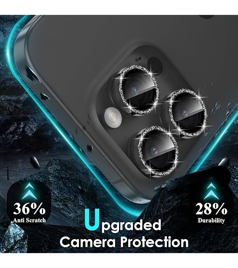 5 Black Lens Protectors Suitable For 17 Pro Max 17 Pro 16 Pro Max 16 Pro And Other Iphone Models Shiny Metallic Crystal Tempered Glass With Lens Caps - Image 5