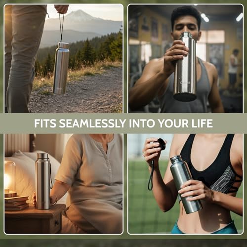 Clazkit Amaze Pro Classic 1000ml Sporty Stainless Steel Water Bottle|ISI Certified| SLeakproof, Rust-Free, BPA-Free, Durable for College, Fridge, Sports, Gym, Yoga & Office – Easy to Clean & Reusable - Image 4