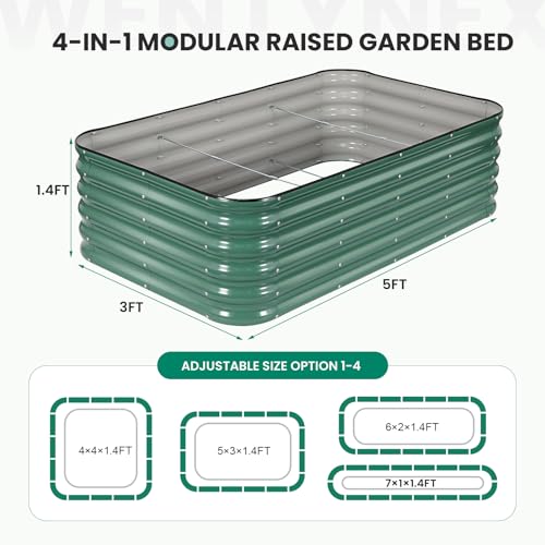TwentyNext 5×3×1.4FT Galvanized Raised Garden Bed Outdoor, Metal Raised Garden Bed Kit, Large Planter Raised Beds, 4 In1 Modular Raised Planter Box Outdoor,Raised Beds for Gardening for Vegetables Flowers Herbs - Image 2
