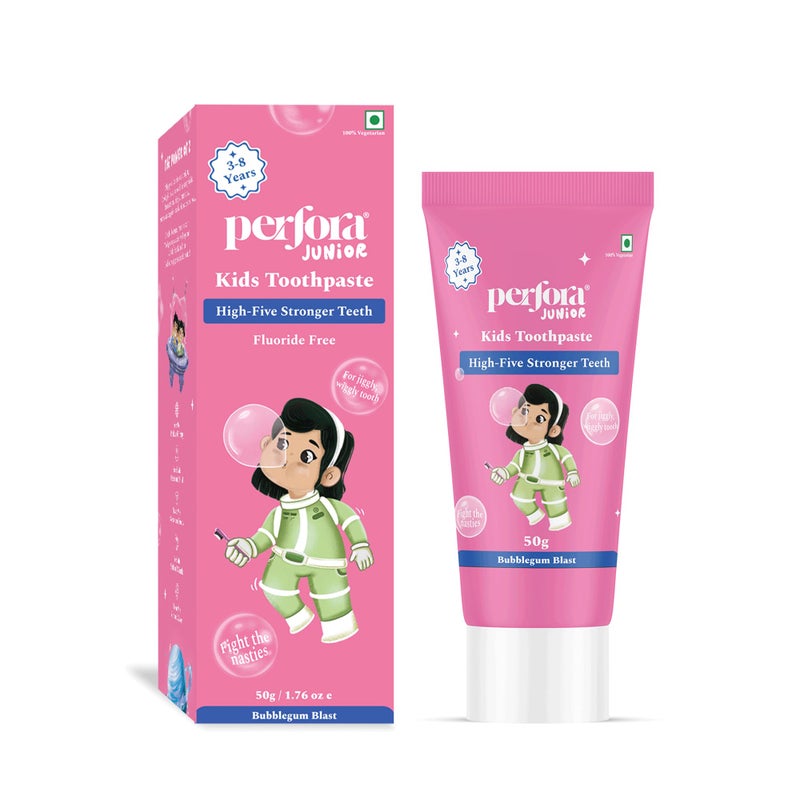 Perfora Kids Toothpaste 50g | Fluoride & SLS Free Paste | Bubblegum Blast | Prevents Cavities, Strengthens Teeth & Protects Enamel | Safe for Ages 3-8 | Gentle & Effective Oral Care - Image 1