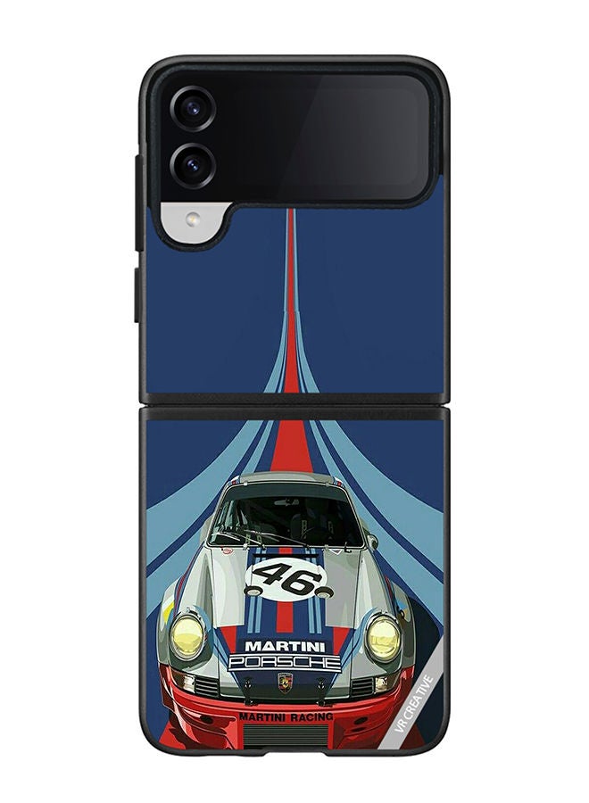VR CREATIVE Protective Case Cover For Samsung Galaxy Z Flip4 Martini Porsche 46 Racing Car Design Multicolour - Image 1