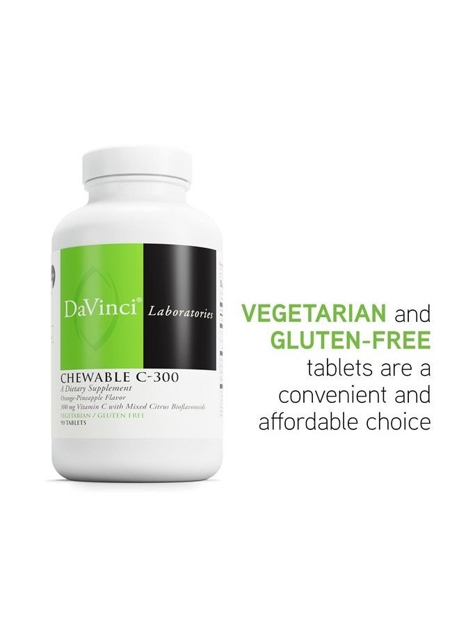 Davinci DaVinci Labs Chewable C-300 - Supplement to Support Immune Health, Cholesterol and Collagen Production - With Vitamin C, Pectin and More - Gluten-Free - Orange Pineapple Flavor - 90 Vegetarian Tablets  - Image 3