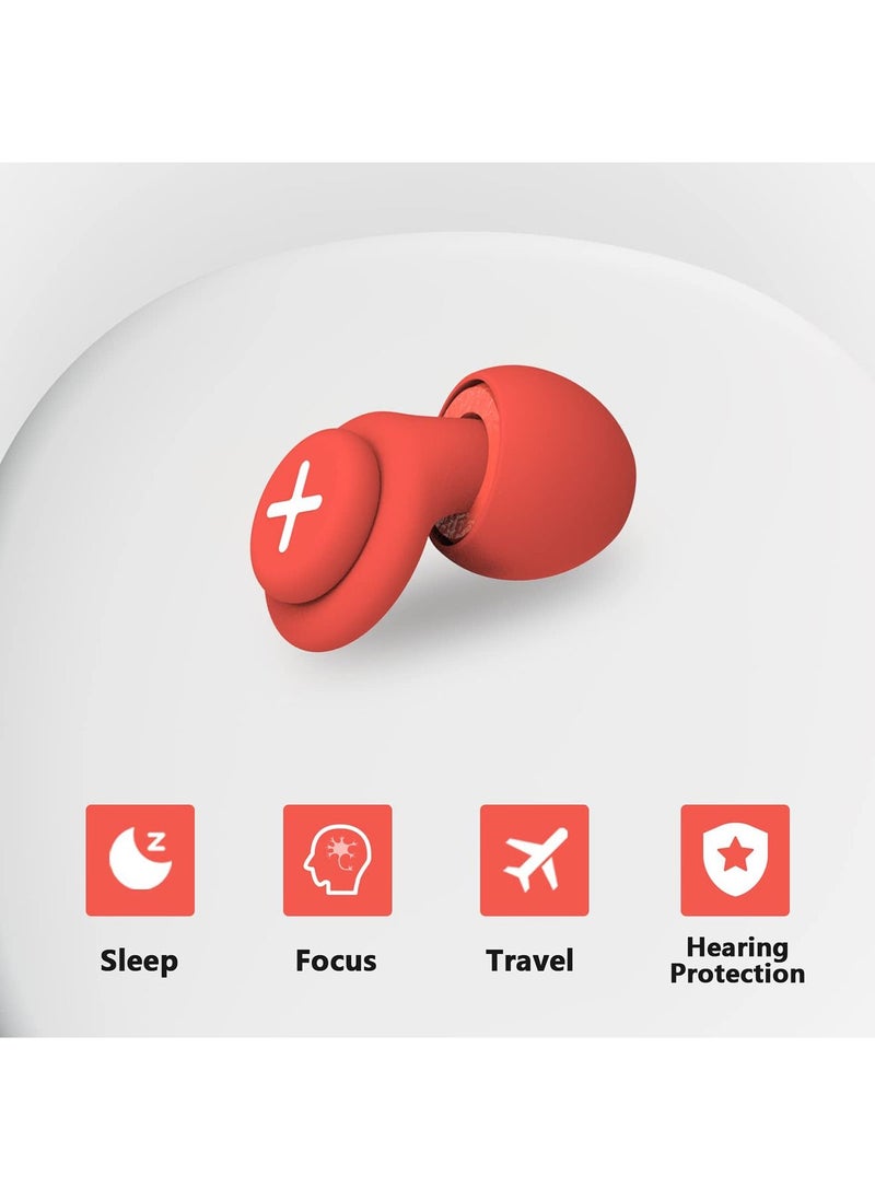 SYOSI - MAKINGTEC Noise Cancelling Reusable Hearing Protection Flexible Silicone Ear Plugs-40 dB for Sleeping, Traveling, Red - Image 1