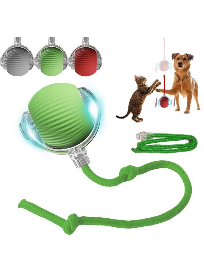 كرة لعبة تفاعلية للكلاب والقطط، تتحرك تلقائيًا وتتدحرج، مع ذيل بديل، كرة مطاردة ذكية للحيوانات الأليفة قابلة لإعادة الشحن، ألعاب إثراء للقطط/الكلاب البالغة التي تشعر بالملل في الأماكن المغلقة (أخضر) - Image 1