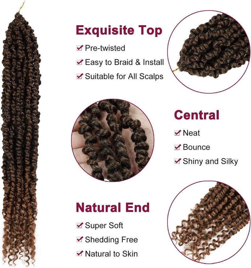NAYOO Passion Twist Hair - 8 Packs 20 Inch Passion Twist Crochet Hair For Women, Crochet Pretwisted Curly Hair Passion Twists Synthetic Braiding Hair Extensions (20 Inch 8 Packs, T30) - Image 3