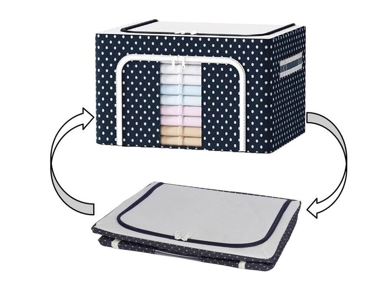 Kmils 2 Pieces Foldable Stackable Clothes Storage Organizer for Saree Dress Comforter Blanket and Beddings Clothes Storage Box with Sturdy Steel Frame 66L Capacity Fabric Alloy Steel - Image 2