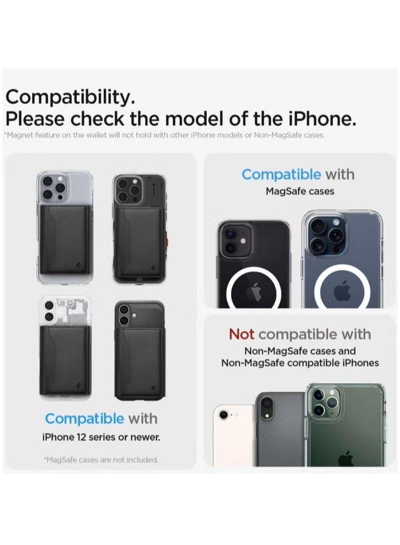 Spigen Valentinus S MagFit Magnetic MagSafe Wallet Card Holder [7-Cards, Cash] Trifold Wallet Stand for iPhone 16 Pro Max / 16 Pro / 16 Plus / 16 / iPhone 15/14/13/12 series - Black - Image 2