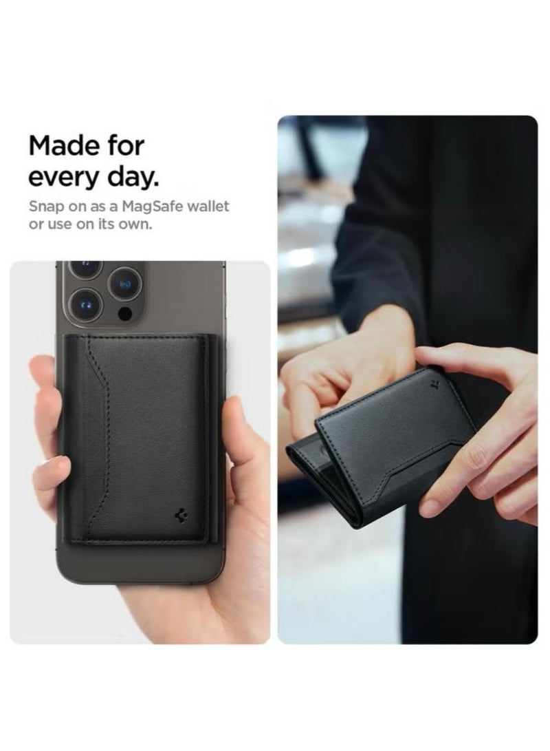 Spigen Valentinus S MagFit Magnetic MagSafe Wallet Card Holder [7-Cards, Cash] Trifold Wallet Stand for iPhone 16 Pro Max / 16 Pro / 16 Plus / 16 / iPhone 15/14/13/12 series - Black - Image 3
