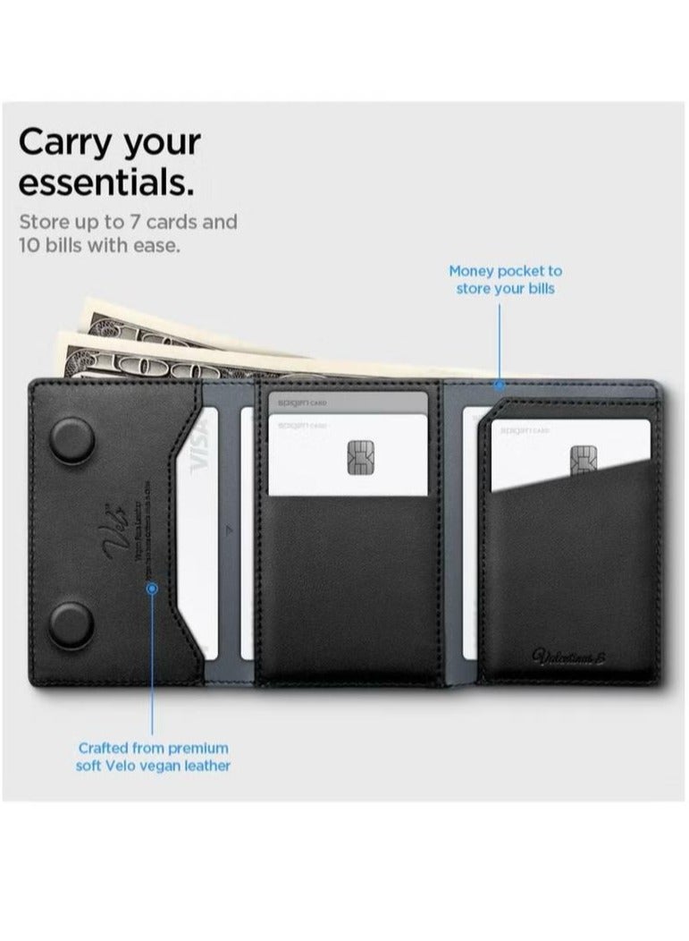 Spigen Valentinus S MagFit Magnetic MagSafe Wallet Card Holder [7-Cards, Cash] Trifold Wallet Stand for iPhone 16 Pro Max / 16 Pro / 16 Plus / 16 / iPhone 15/14/13/12 series - Black - Image 4