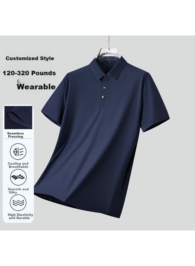 Ayoupang Men's Plus Size Business Polo Shirt New Ice Silk High Elasticity Turn-down Collar Short Sleeve T-shirt Oversize Summer - Image 4
