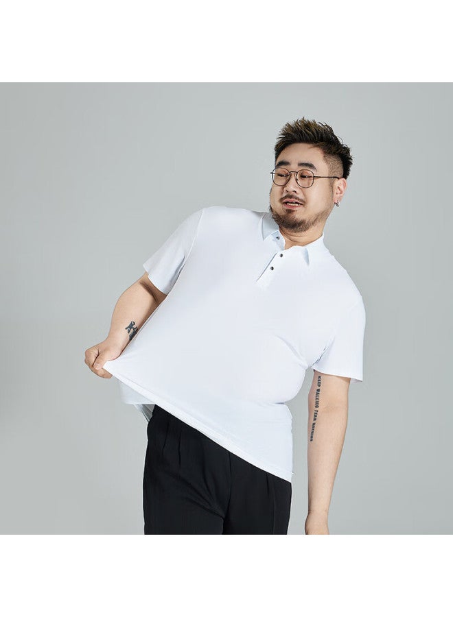 Ayoupang Men's Plus Size Business Polo Shirt New Ice Silk High Elasticity Turn-down Collar Short Sleeve T-shirt Oversize Summer - Image 3