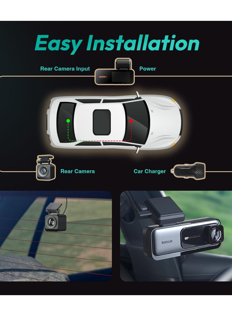 Botslab 4K Dash Cam Front and Rear G980H, 170° Ultra Wide Dashcam with ADAS, Night Vision, 24/7 Parking Mode, Sony IMX415 Sensor, WDR, Free 64GB SD Card, 5G/2.4G WiFi, Built-in GPS, Loop Recording - Image 3