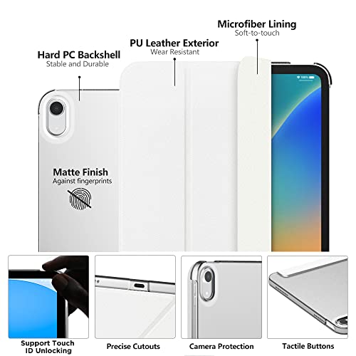 MoKo for iPad (A16) 11th Generation Case 11 Inch 2025, iPad 10th Generation Case 10.9 Inch 2022, Slim Stand Hard PC Translucent Back Shell Smart Cover, Support Touch ID, Auto Wake/Sleep, White - Image 3