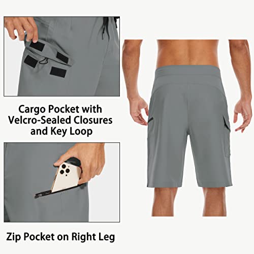 MIVEI 22" Men's Board Shorts Swimwear No Mesh Lining - Long Swim Trunks Surf Shorts Bathing Suit with Zipper Pocket UPF50+ - Image 3