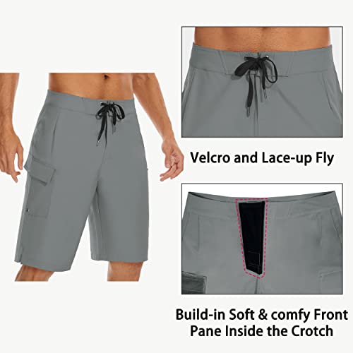 MIVEI 22" Men's Board Shorts Swimwear No Mesh Lining - Long Swim Trunks Surf Shorts Bathing Suit with Zipper Pocket UPF50+ - Image 2