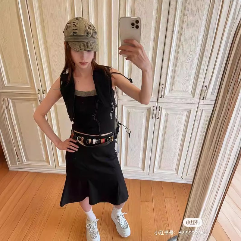 Custom Designed High Waist Black Fishtail Midi Skirt for Women 3215 - Image 3