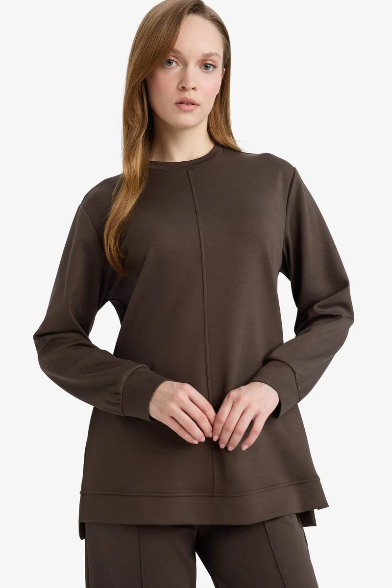 ديفاكتو Regular Fit Crew Neck Long Sleeve Tunic