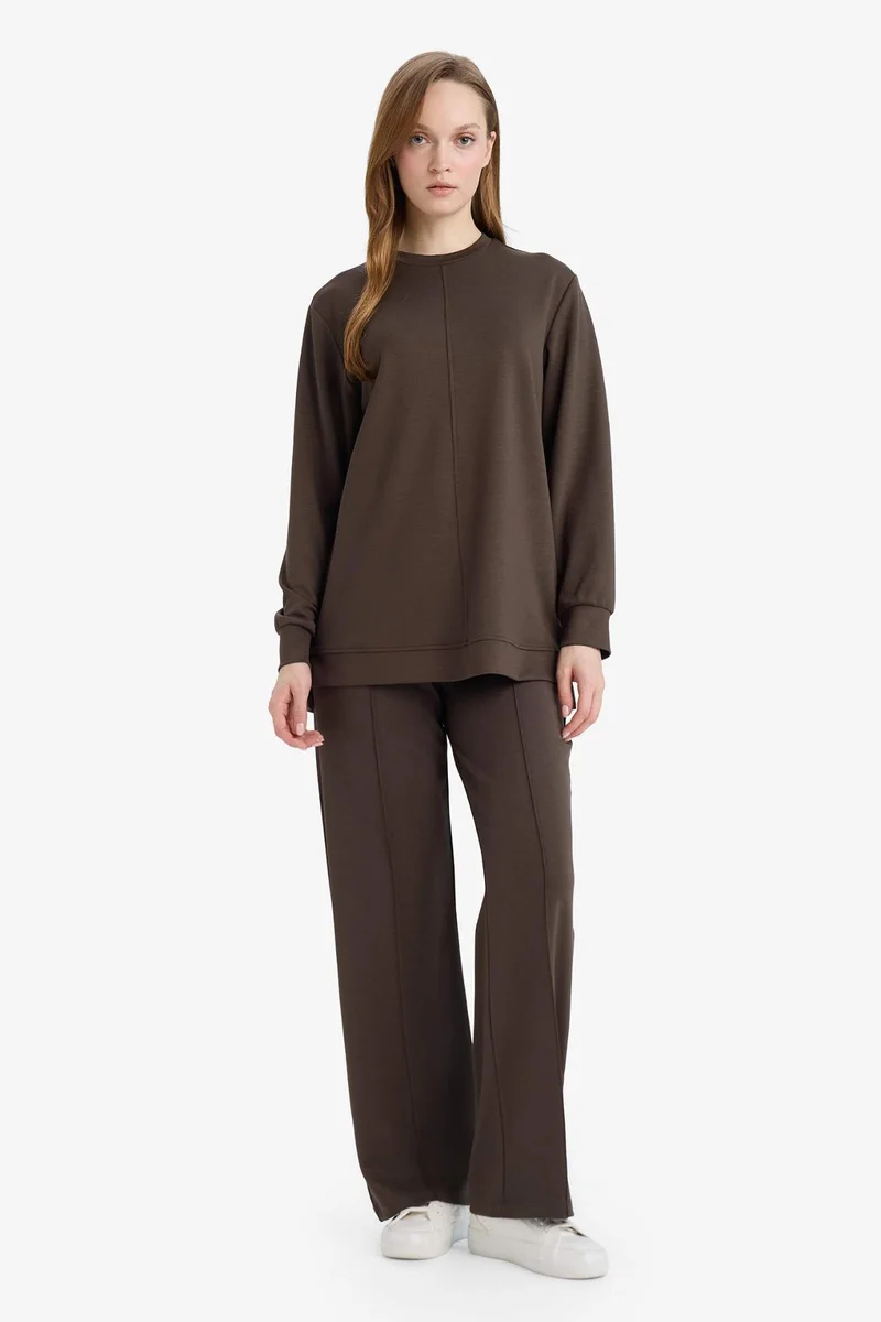 ديفاكتو Regular Fit Crew Neck Long Sleeve Tunic