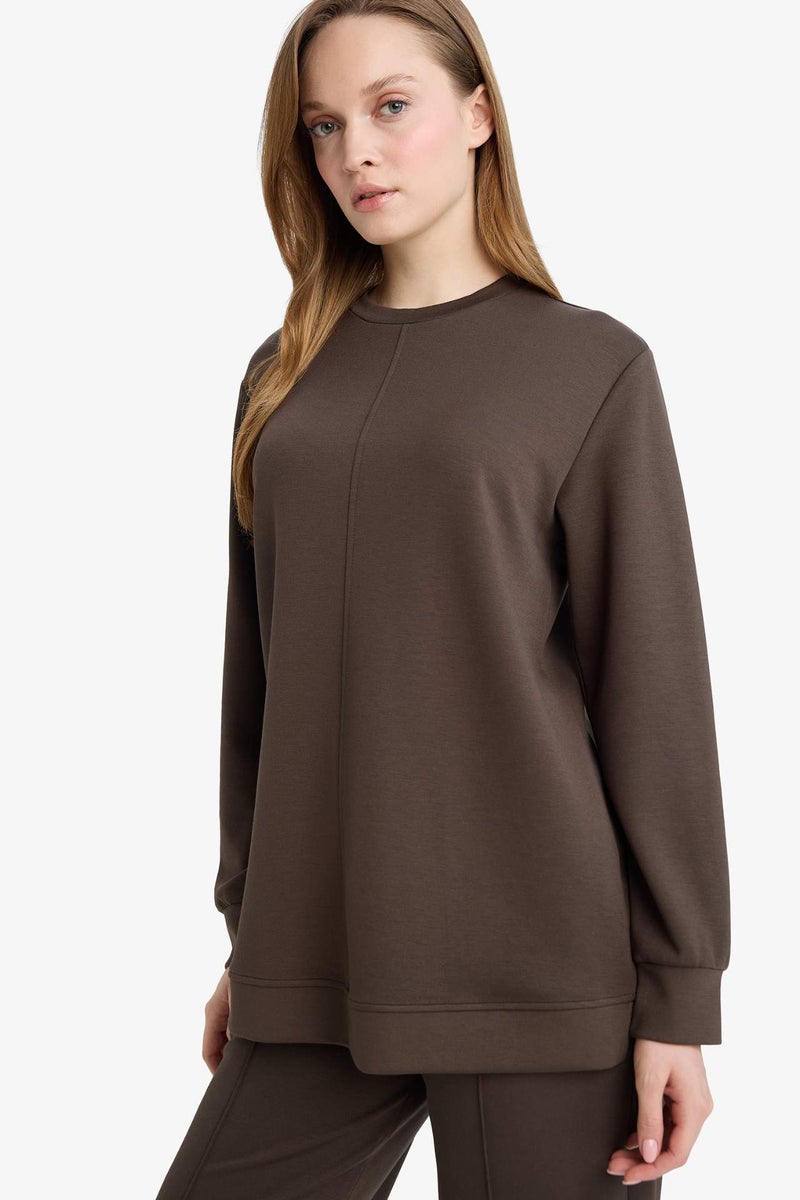 DeFacto Regular Fit Crew Neck Long Sleeve Tunic - Image 3