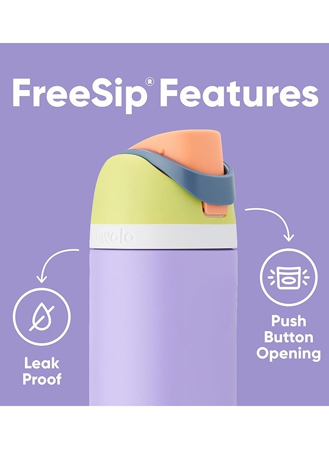 16oz Kids FreeSip Insulated Stainless Steel Water Bottle – Push Button Flip Lid with Lift-to-Unlock Safety Lock BPA Free - Image 4