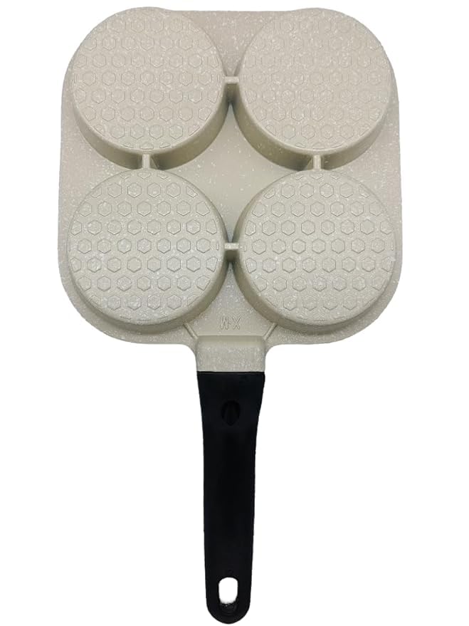 EDBIRET 4Hole NonStick Egg Frying Pan with Detachable Wooden Handle MultiPurpose Pan for Omelets Burgers Uttapam Poached Eggs and Breakfast Cooking White - Image 2