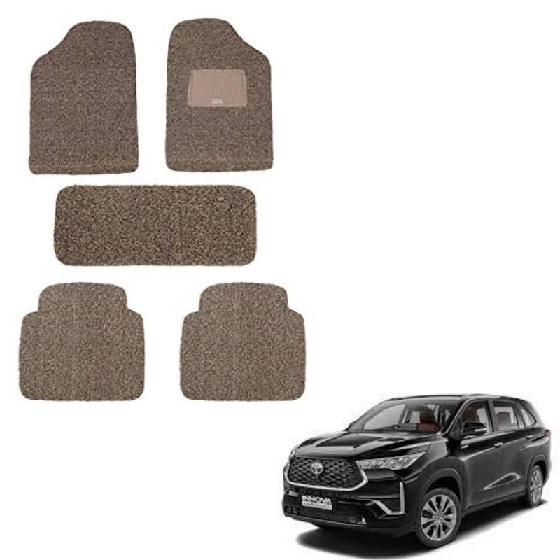 Autokaar Car Heavy Duty Long Life PVC Grass Mat for Toyota Innova Hycross Beige Brown, Set of 5 - Image 1