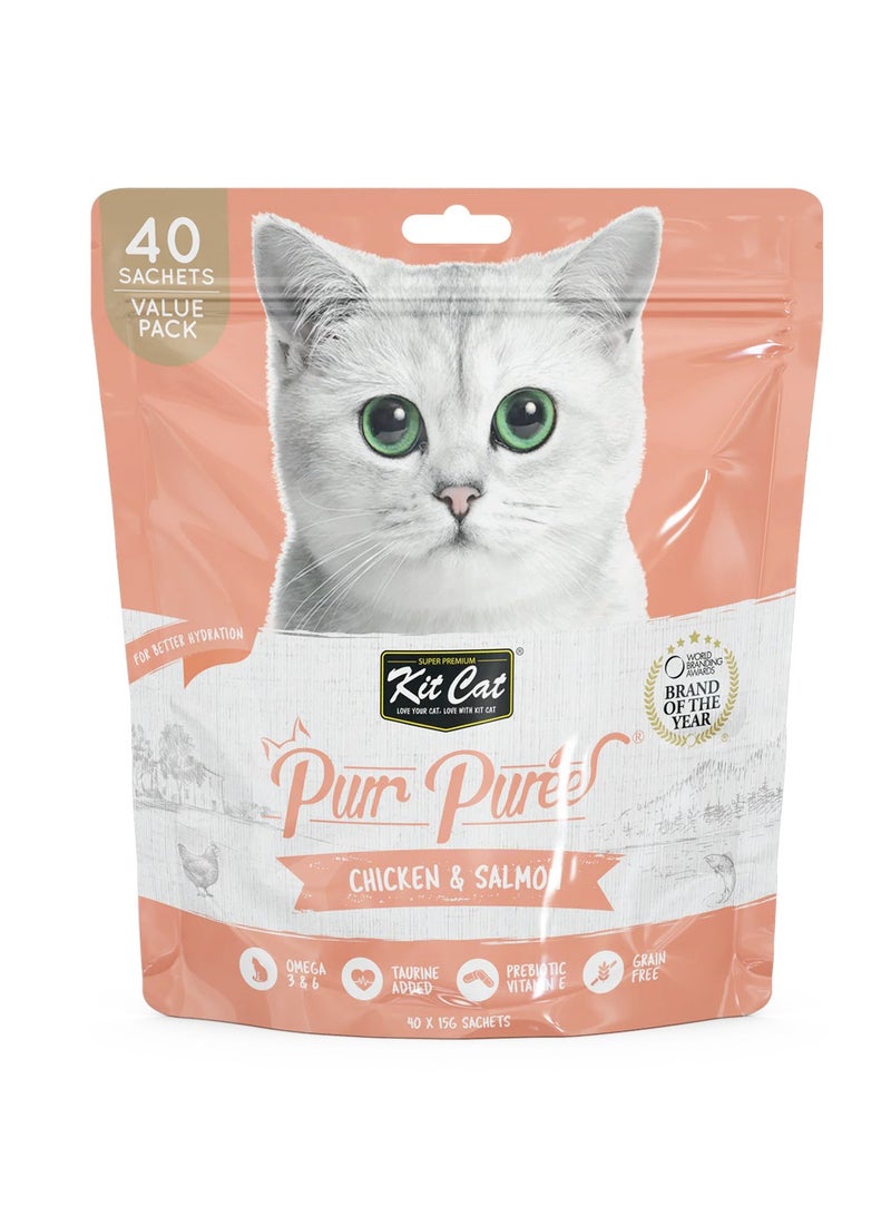 Kit Cat Purr Puree Chicken & Salmon (40 Sachets Value Pack) - Image 1
