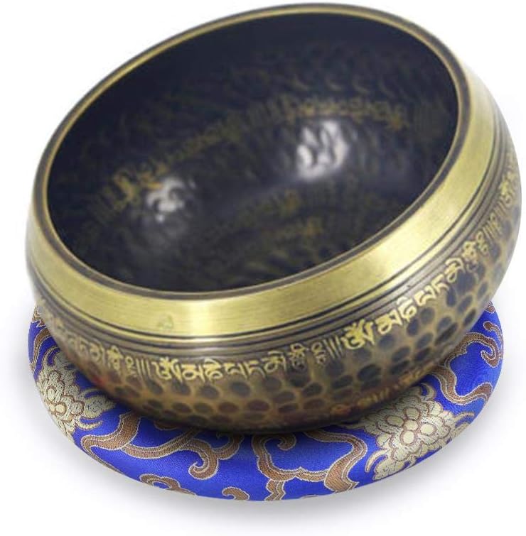 Dilwe Singing Bowl Cushion, 16cm Silk Brocade Round Cushion Ring Pillow for 7-10 Inches Diameter Meditation Singing Bowls(Blue) - Image 4