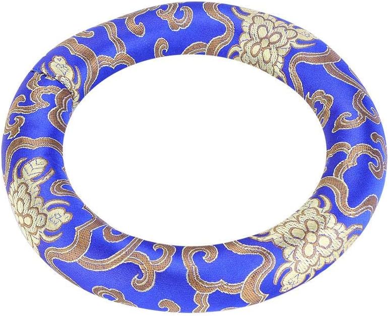 Dilwe Singing Bowl Cushion, 16cm Silk Brocade Round Cushion Ring Pillow for 7-10 Inches Diameter Meditation Singing Bowls(Blue) - Image 1