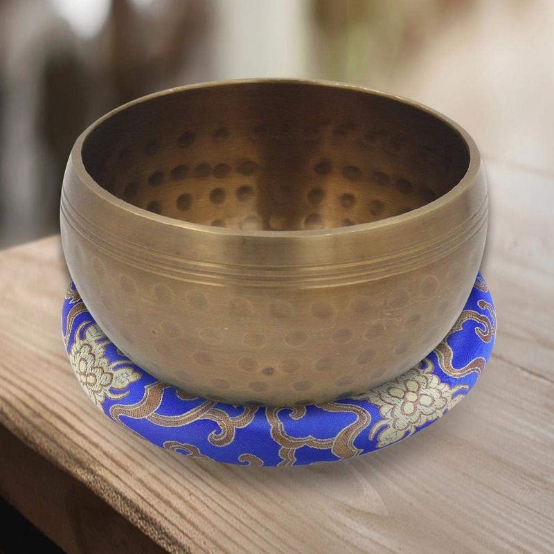 Dilwe Singing Bowl Cushion, 16cm Silk Brocade Round Cushion Ring Pillow for 7-10 Inches Diameter Meditation Singing Bowls(Blue) - Image 5