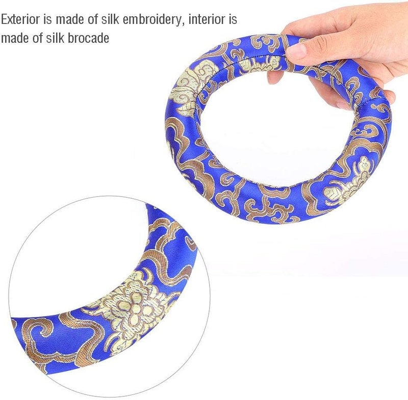 Dilwe Singing Bowl Cushion, 16cm Silk Brocade Round Cushion Ring Pillow for 7-10 Inches Diameter Meditation Singing Bowls(Blue) - Image 3