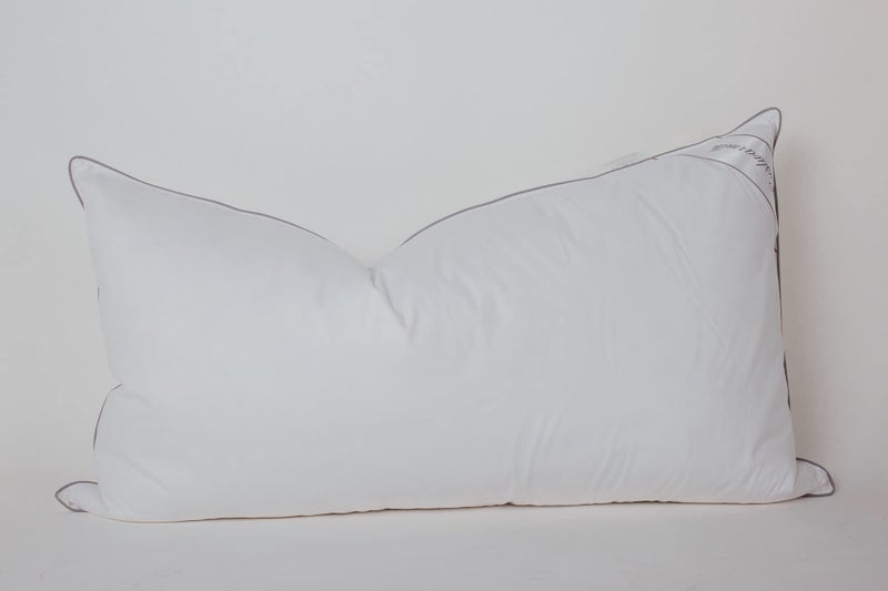 Eastwarmth King Size Goose Down Feather Hotel Collection Bed Pillows with Grey Piping for Sleeping,100% Cotton Cover White Color King(20x36IN) One Pillow - Image 1