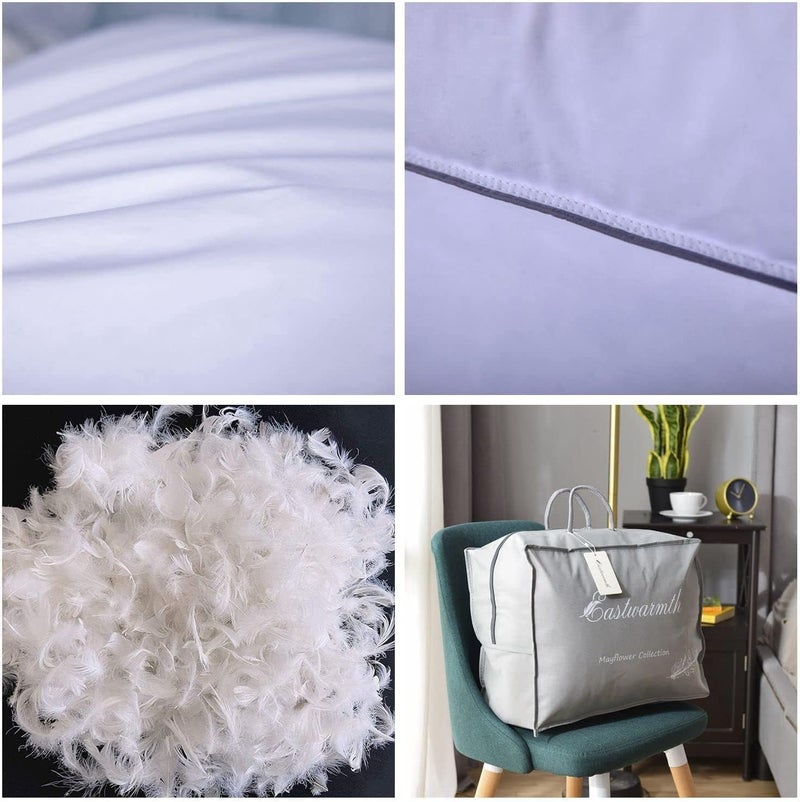 Eastwarmth King Size Goose Down Feather Hotel Collection Bed Pillows with Grey Piping for Sleeping,100% Cotton Cover White Color King(20x36IN) One Pillow - Image 4