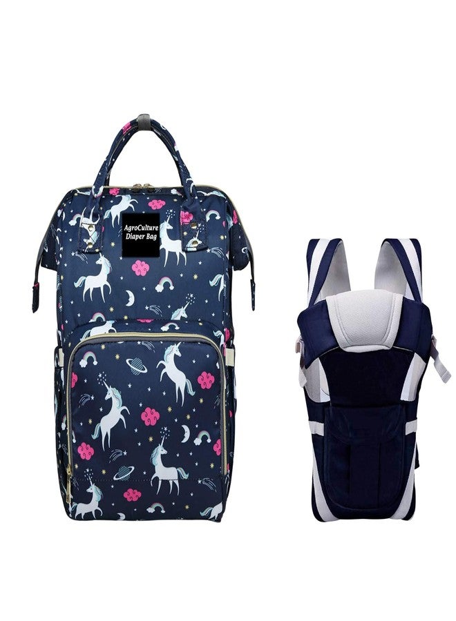 Tip 'n' Top Premium Baby Diaper Bag for Mother + Blue Baby Carrier, Baby Diaper bag (Navy Blue) Pack of 2 - Image 1