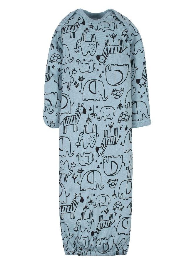 Gerber Gerber Unisex Baby Boy and Girls 4-Pack Sleeper Gown Jungle Blue 0-6 Months  - Image 4