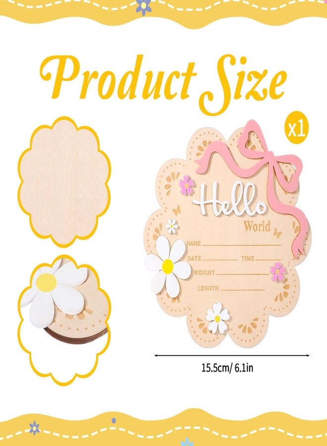 Larrel Wooden Newborn Announcement Sign, Butterfly Daisy Hello World Board, Newborn Welcome Signs with Butterfly and Daisy Decorations, Baby Name Plaque Board for Babies Shower, Hospital and Nursery Decor - Image 2