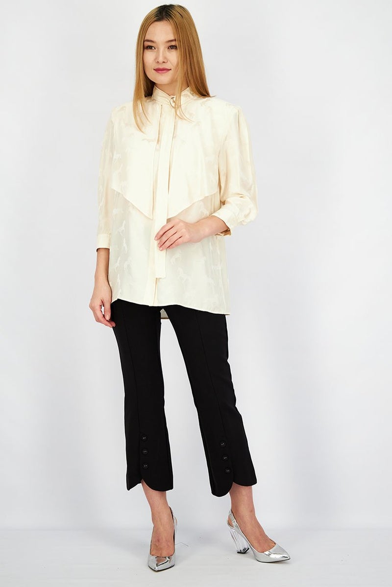 STELLA MCCARTNEY Women Crew Neckline 3 and 4 Longsleeves Plain Top, Beige - Image 3
